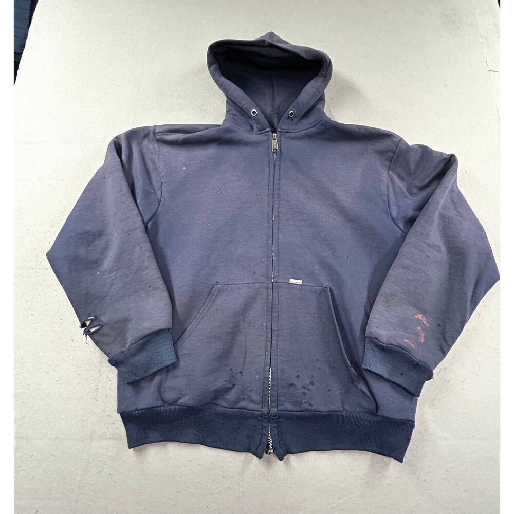 Vtg 1998 Carhartt 860 Rugged Wear Hoodie XL Navy USA Waffle Thermal Lined Zip